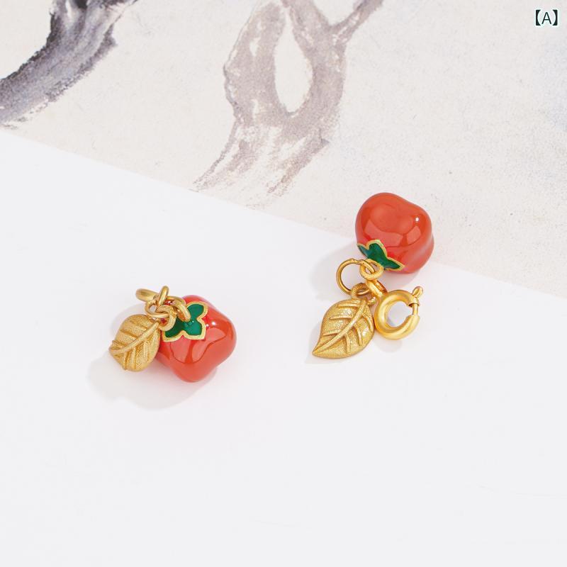 アクセサリーパーツ 925シルバー 柿の葉 柿子 モチーフ チャーム DIY ハンドメイド ブレスレット ネックレス 装飾品 軽量 繊細 デザイン 日常使い