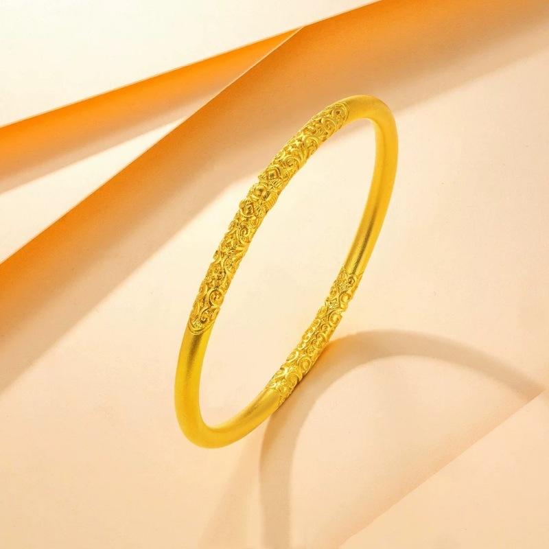 ブレスレット 女性用 ゴールド 巻き草模様 桜花唐草柄 上品 シンプル デザイン 日常使い アクセサリー 華やか ジュエリー
