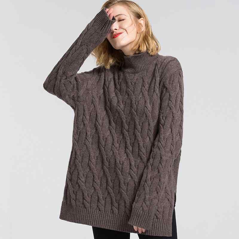 レディース 秋冬 ハイネック ツイスト カシミヤ ニットセーター 厚手 ブラウン 暖か 羊毛 ファッション トップス 長袖 ゆったり シルエット 35,327円