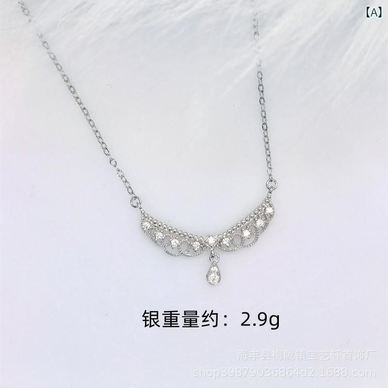 ネックレス レース 純銀 鎖骨チェーン ファッション デザイン 高級感 小衆 華奢 シルバー アクセサリー レイヤード 女性用 細身 軽やか｜みやショップ店