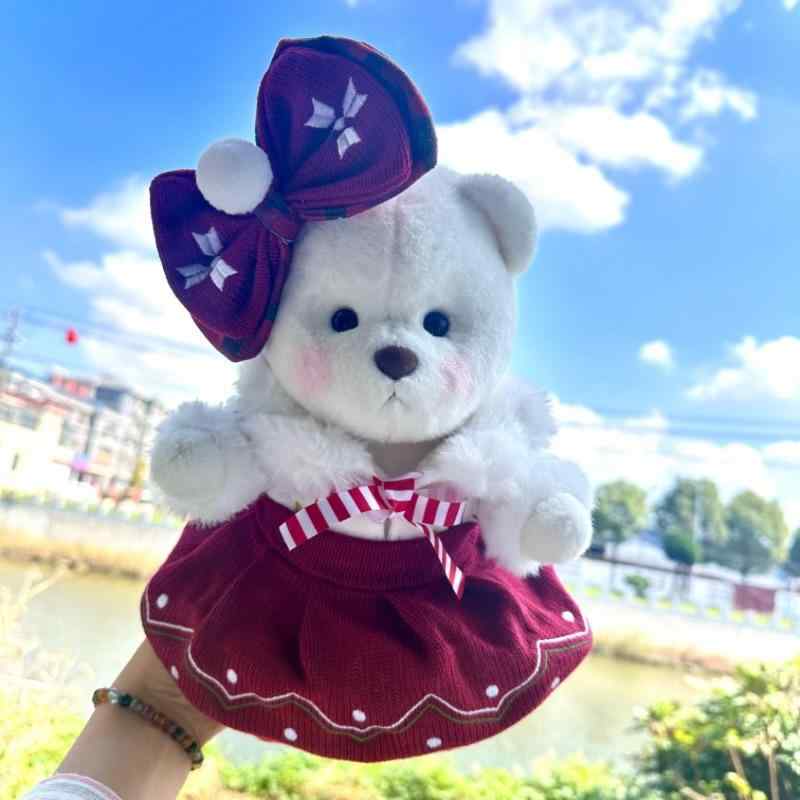 ぬいぐるみ服 テディベア クリスマス 御召しもの ズボン吊りスコート ズボン吊りズボン下 書き割り 愛くるしい 冬 赤 白 照合のしるし柄 天鵝絨原料品 パステル色の 差し上げ物 差し上げ物 通年当て嵌める