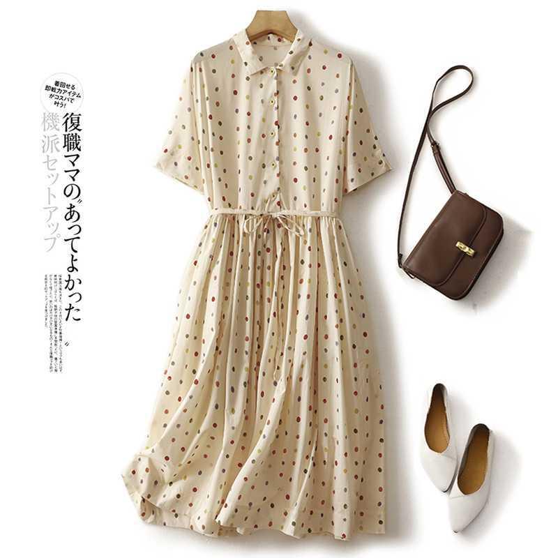 レディース ワンピース 夏 カラフル ポルカドット レトロ ガーリー ゆったり 甘め ドレス かわいい 普段使い 軽やか