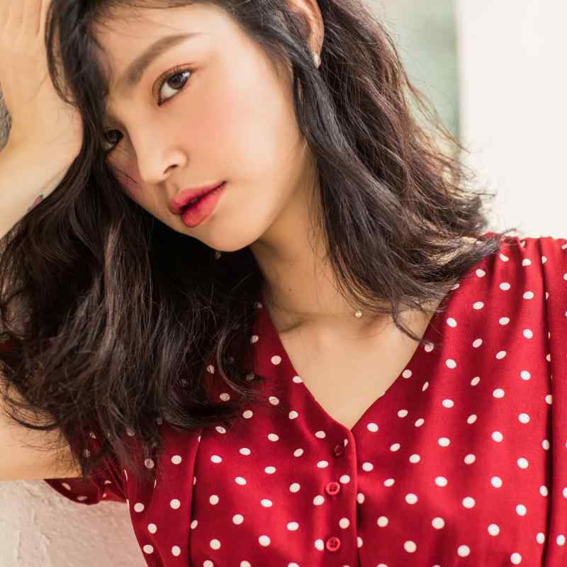ワンピース レディース 夏用 フランス レトロ シフォン ドット柄 赤 フェミニン 軽量 かわいい 通気性 普段使い