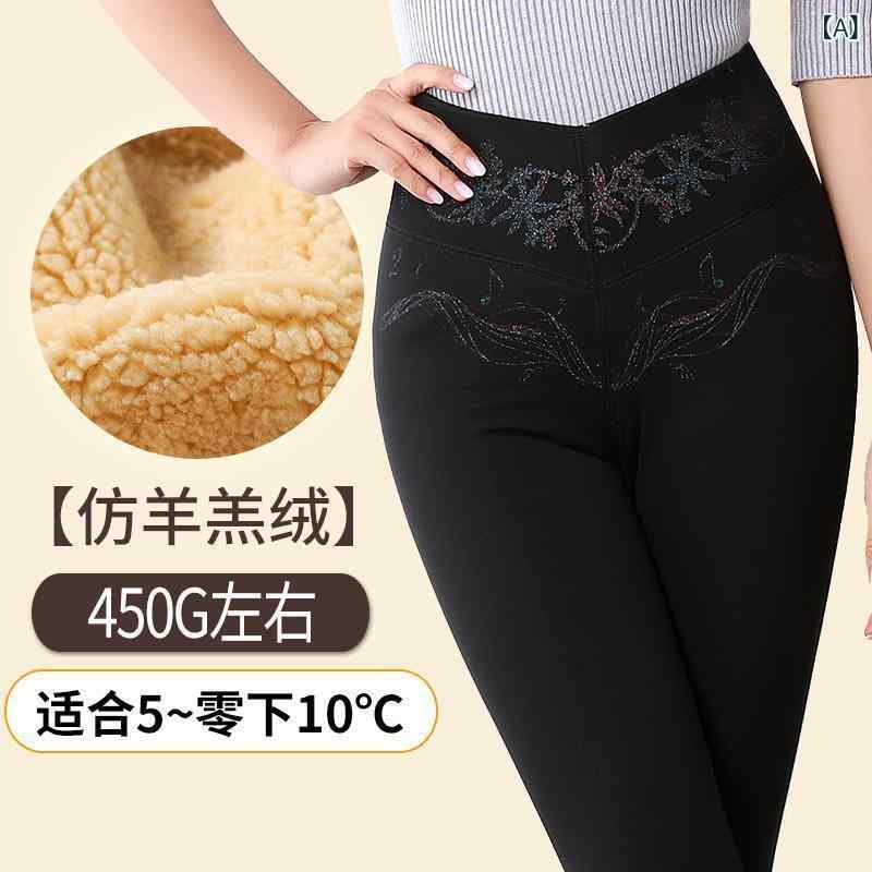 ケイティ 芬 秋冬に ベルベットを つけて ズボンを 厚く した 女性は フェイクの 肉色の 保温 着て 腰の 高 さ 綿の ズボンの 靴下を いる