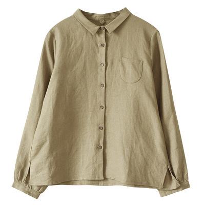 プルオーバー リネン 照明ランプ色合い 小衣嚢 分かりやすい  自然的 原料品 吸湿速乾 軽さ 通気性 心地よい トップス 普段使い走り 綿混
