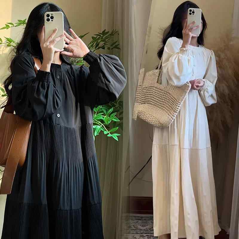 妊婦用 衣装 早春 ゆったり ロング 心地よい ビッグ大きさ ホンブルグ帽 青写真 マタニティドレス 伸び伸びする 填まる 日常使い走り 綿織物混 原料品
