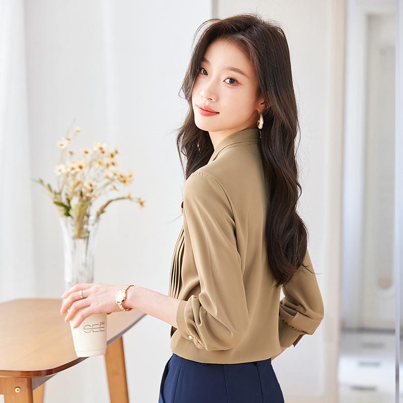 レディース 烏兎 長袖 シフォン トップ 白 蝶結 シュロの葉 女子らしい ひな型 口さかしい 透け感 日常使い走り 心地好い トップス 成人女性用 窈窕たる パステル色の 原材料 今めかしい