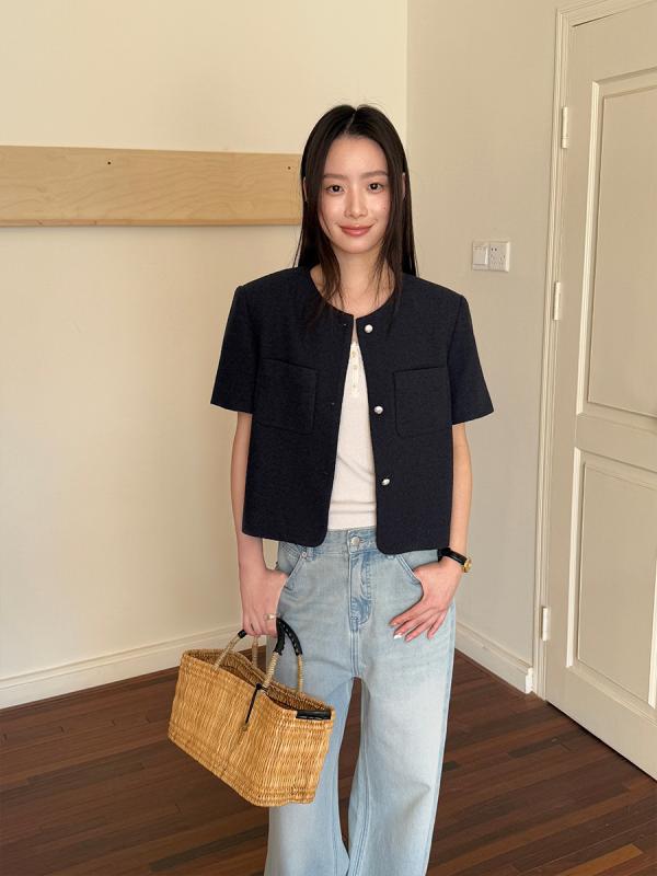 レディース 短袖 上衣 夏用 薄っぺら 小っちゃい相応う 丸首 トップス 雅びやか 軽さ 綿混 トップ  ジレー 羽織り 流行り物 品目 日常使い走り 通い 愛くるしげ