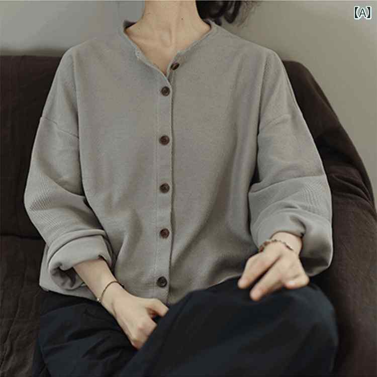 2024 秋型 丸襟の ゆったり 読みもの 心地好い 厚地の外套の単 列 系 ジレーの 厚地の外套