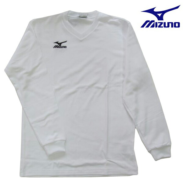 ミズノ ユニセックス バレーウェア 長袖Tシャツ Vネック プラクティスシャツ 59SP12201 ホワイト Mサイズ