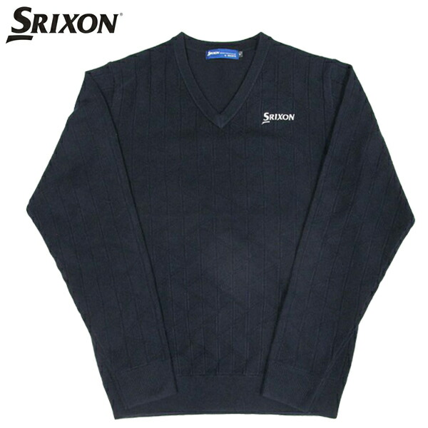 SRIXON スリクソン ×LEXUS 2024年モデル Vネック ニットセーター ジャガード 総柄 ブラック系 L [240101336741] ゴルフウェア メンズ SRIXON スリクソン ×LEXUS 2024年モデル Vネック ニットセーター