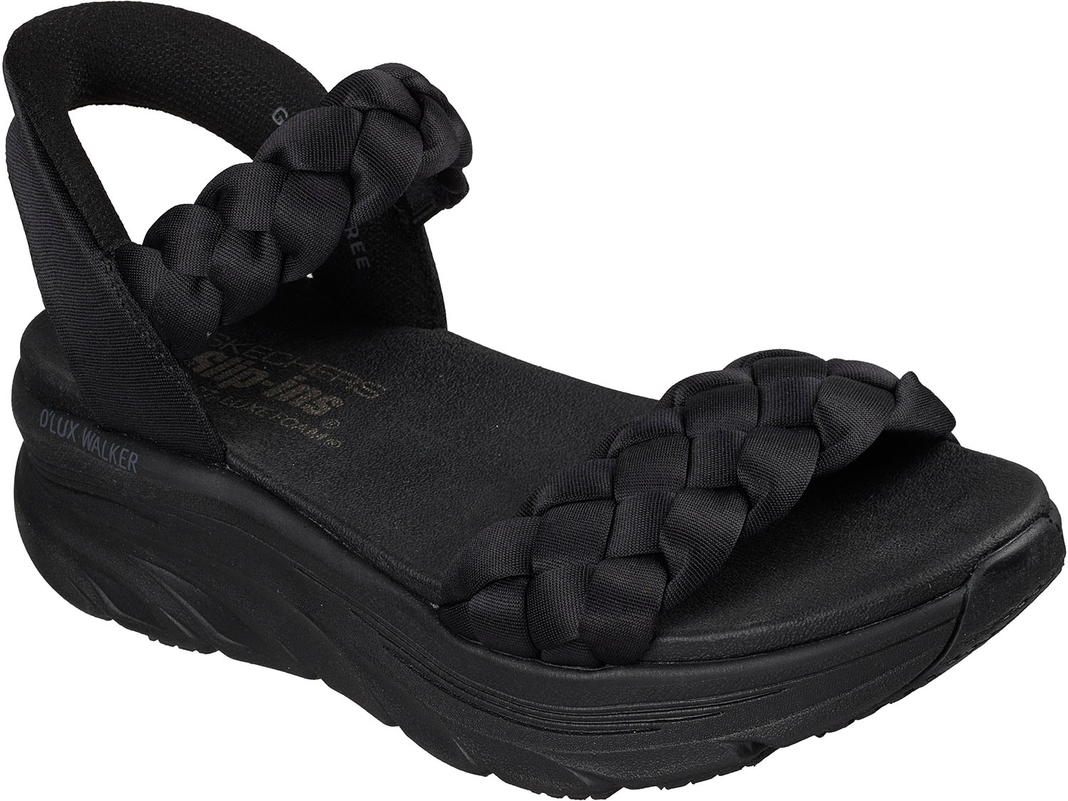 スケッチャーズ 心地好い サンダル シューズ D\u0027LUX WALKER SANDAL-DAILY TWI 163589 BBK 黒いこと レディース