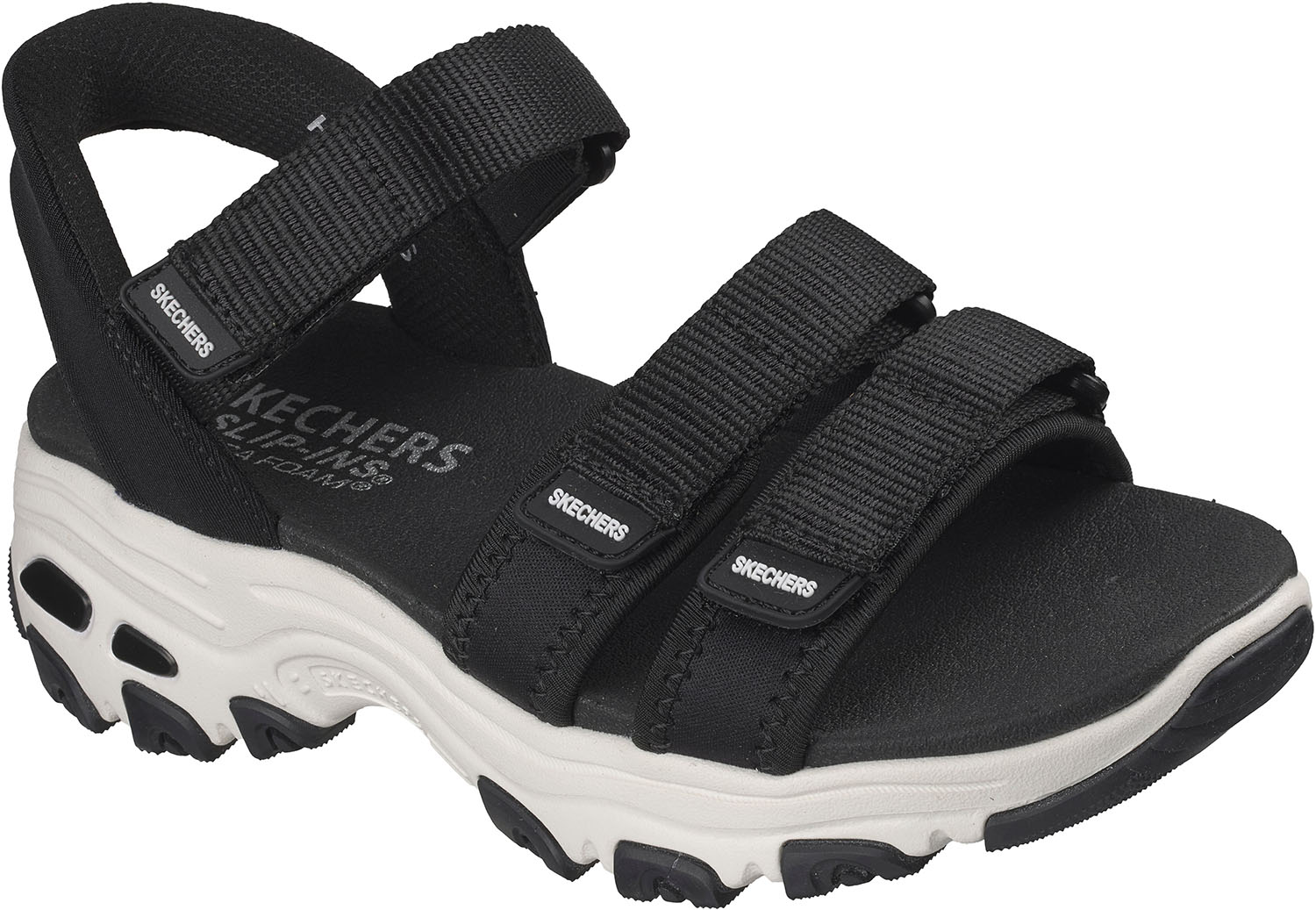 スケッチャーズ 心地好い サンダル シューズ D\u0027LITES SANDAL - CLASSIC CATC 163651 BLK 黒いこと レディース