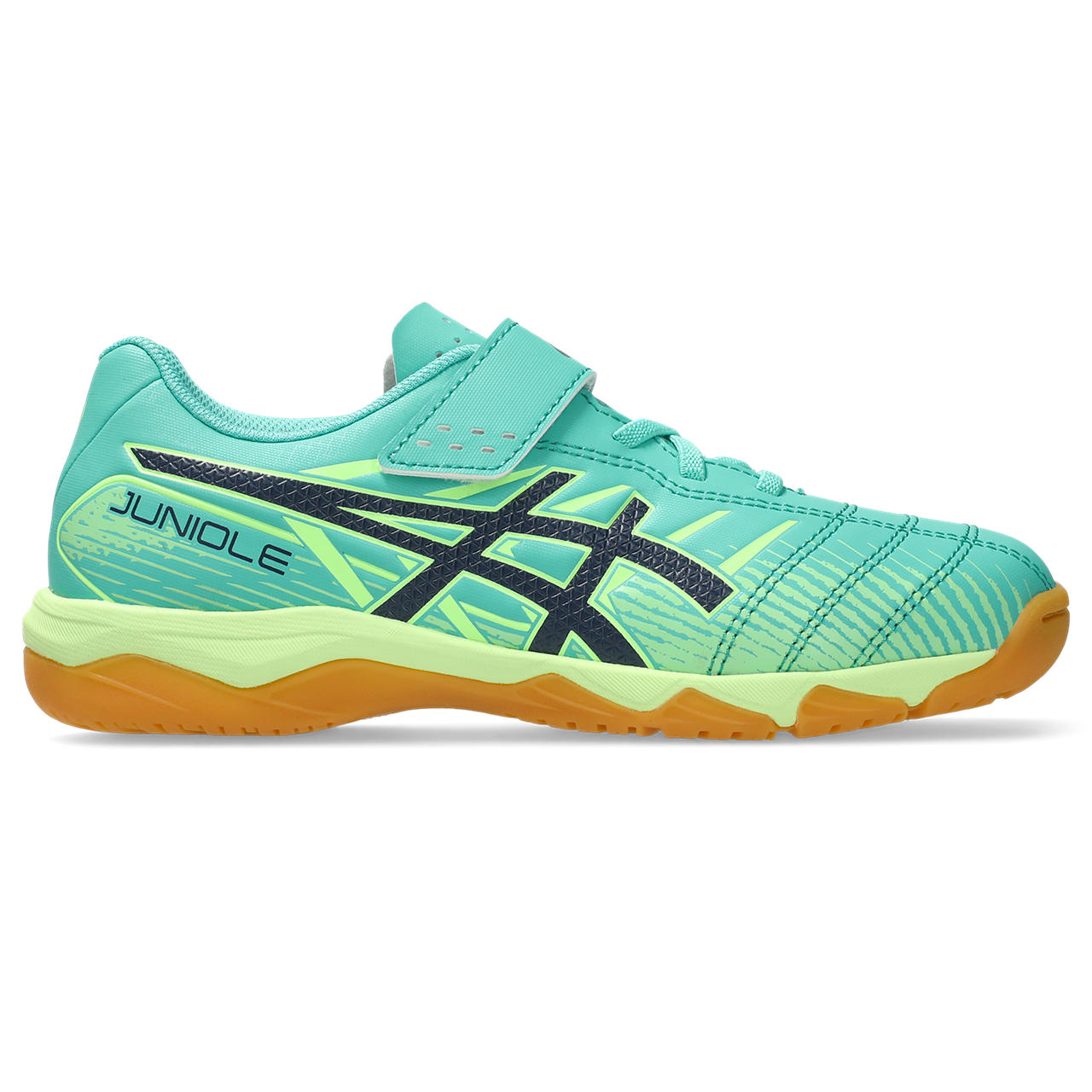 アシックス　Soccer　シューズ（キッズ）　ＪＵＮＩＯＬＥ　７　ＩＮ　1104A055　300　ＡＵＲＯＲＡ　ＧＲＥＥＮ／ＭＩＤＮＩＧＨＴ