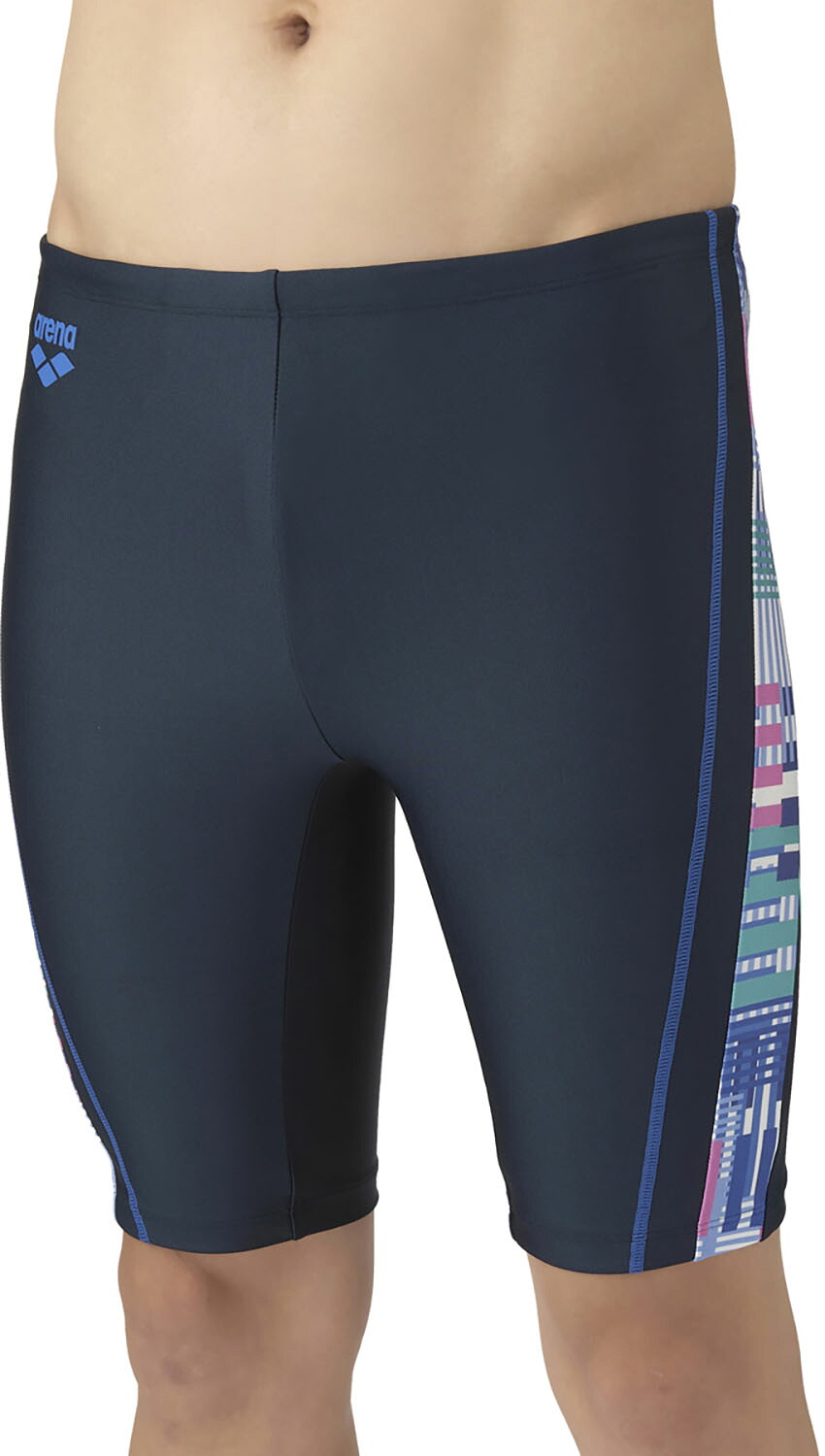 アリーナ 水泳 フィットネス水着 水着 フィットネススパッツ(ハーフレッグ) AS5FWF70M NVBL ネイビー×ブルー メンズ
