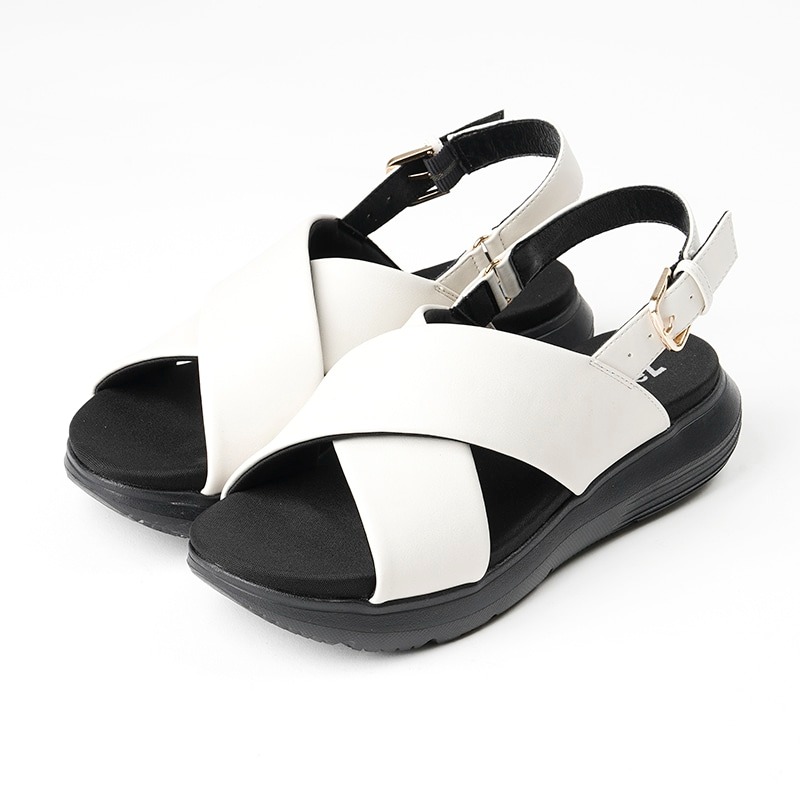 ｱｼｯｸｽ商事　AcureZ　シューズ（レディース）　ＳＰＯＲＴＳ　ＳＡＮＤＡＬ　AO-10217　822　ダークホワイトｘブラック