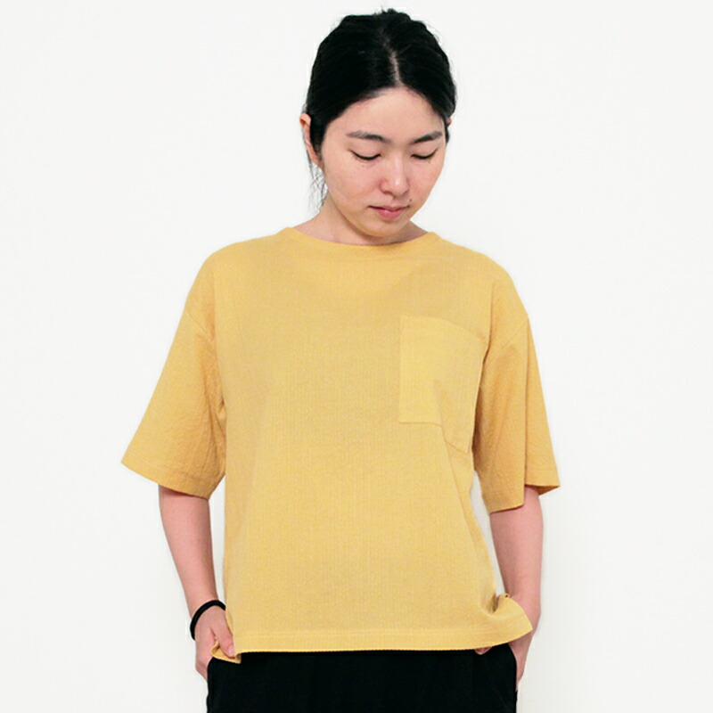 【送料無料】YAYA SHIJIRA T-SHIRT しじら Tシャツ 半袖 胸ポケット 男女兼用 メンズ/レディース/ジェンダーレス/エイジレス プレゼント 宮田織物 男性/女性 春 夏 秋 日本製 綿100％ ブラック/ネイビー/グリーン/ホワイト/レッド/マスタード/パープル S-M/L｜和木綿の宮田織物