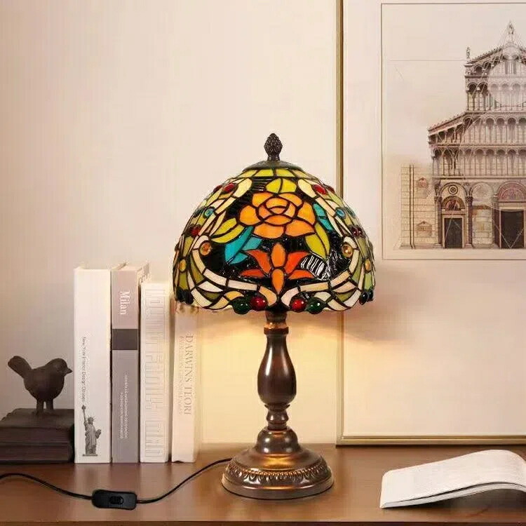 専用❗️送料込み☆アンティーク【ステンドグラスランプ】バラ柄 zh239-1.jpg