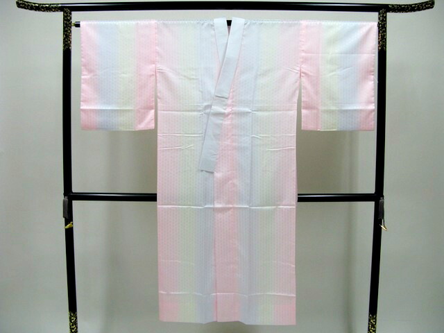 長襦袢／白・ピンク／麻の葉／ポリエステル／Ｌ寸 【送料無料】