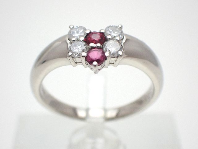【新品仕上げ済】Pt900　ルビーリング／ルビー0.23ct／ダイヤモンド0.33ct／#11.5／5.7g 【質屋出店】【送料無料】【中古】