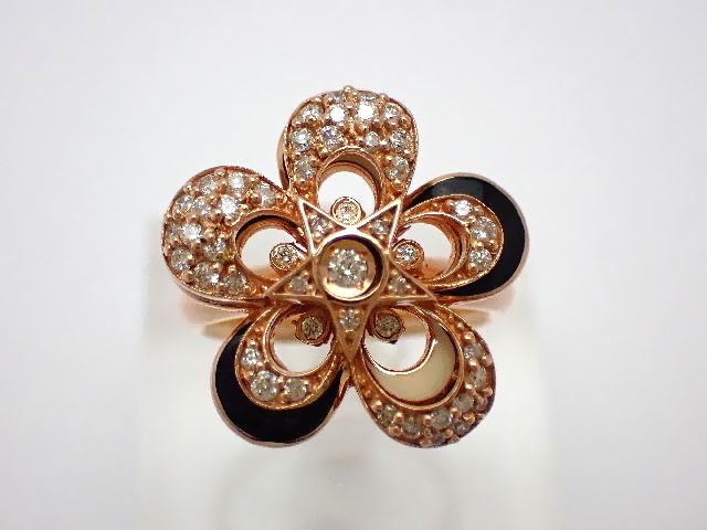 K18(PG) ダイヤモンドリング/お花モチーフ/ピンクゴールド/ダイヤモンド0.50ct/#14/9.8g【質屋出店】【送料無料】【中古】|みよし質屋