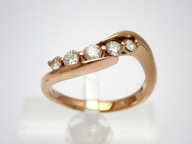 【新品仕上げ済】K18（PG）　ダイヤモンドリング／ピンクゴールド／ダイヤモンド0.50ct／#16.5／4.7g 【質屋出店】【送料無料】【中古】