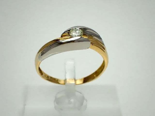 【新品仕上げ済】K18／Pt900　ダイヤモンドリング／ダイヤモンド0.18ct／イエローゴールド／プラチナ／1粒石／#16／3.8g 【質屋出店】【送料無料】【中古】