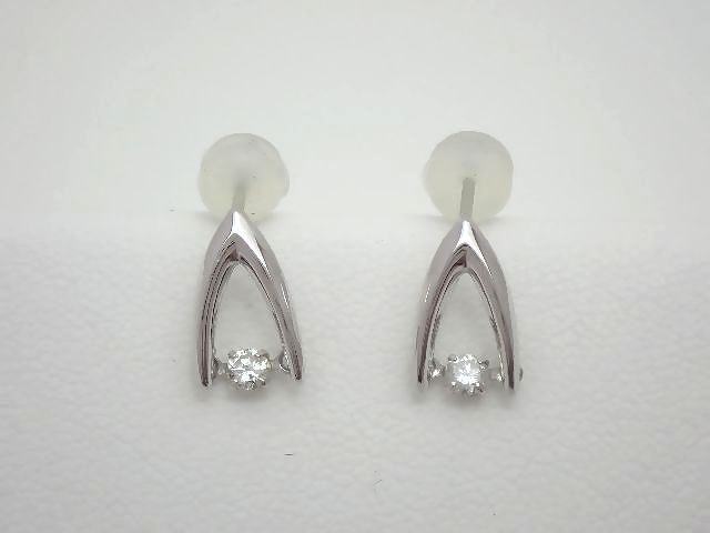 K18WG ダイヤモンドピアス/ダンシングストーン/ダイヤモンド0.08ct×2/揺れる/0.7g【質屋出店】【送料無料】【中古】|みよし質屋