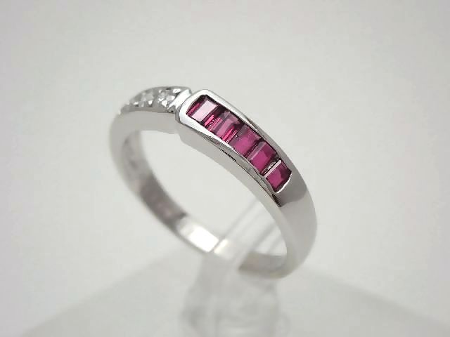 【新品仕上げ済】Pt900　ルビーリング／ルビー0.39ct／ダイヤモンド0.11ct／#12／4.4g 【質屋出店】【送料無料】【中古】