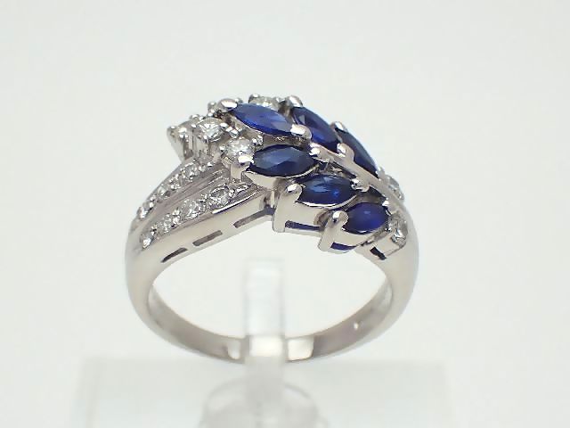 Pt900 サファイアリング/サファイア1.05ct/マーキスカット/ダイヤモンド0.50ct/#12.5/8.4g【質屋出店】【送料無料】【中古】|みよし質屋