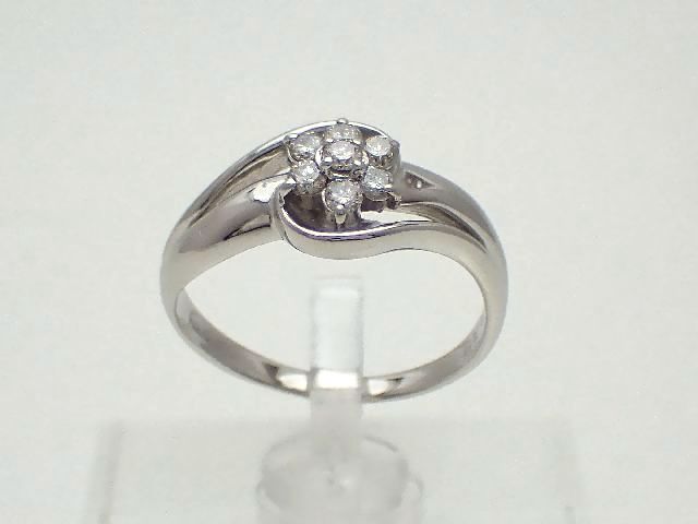 Pt900 ダイヤモンドリング/お花モチーフ/ダイヤモンド0.24ct/#13/4.2g【質屋出店】【送料無料】【中古】|みよし質屋