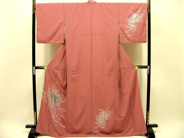 踊り用付下げ／銀朱／乱菊／ポリエステル 【質屋出店】【送料無料】