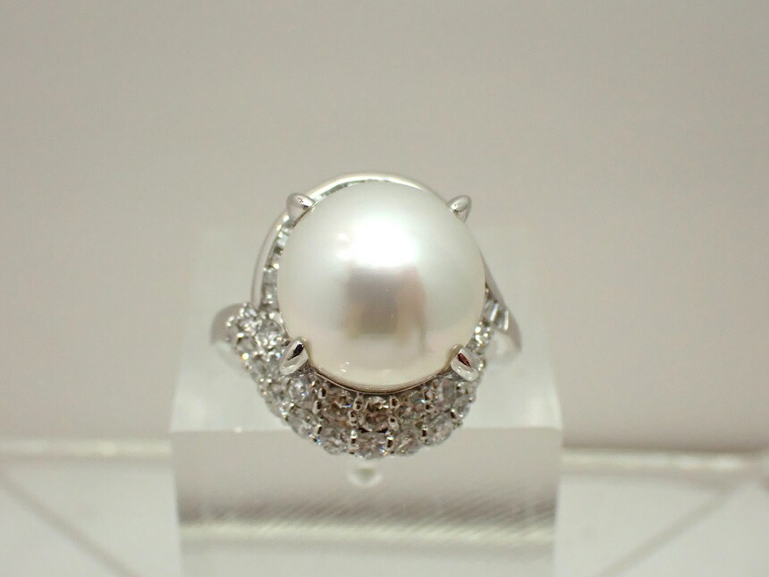 【新品仕上げ済】Pt900　南洋パールリング　 白蝶真珠　Pearl　直径11.5mm　D1.03　8号／11.0g【質屋出店】【送料無料】【白蝶珍珠】｜みよし質屋