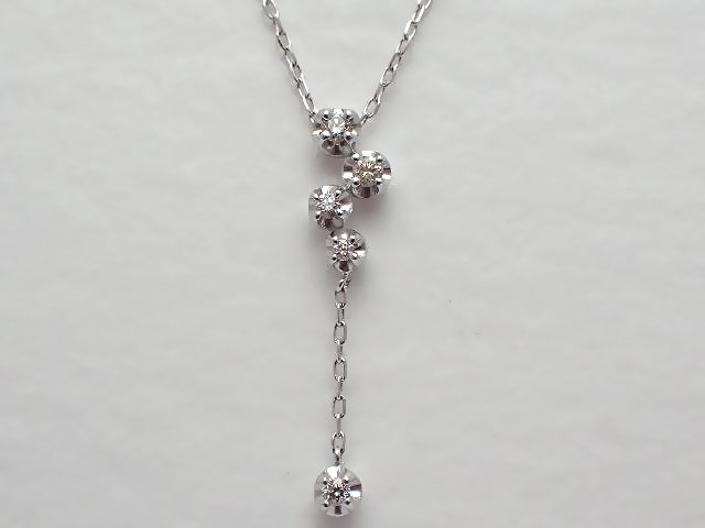 　K18（WG）　ダイヤモンドプチネックレス／ミッシェルクラン／MICHEL KLEIN／ダイヤモンド0.13ct／2.3g 【質屋出店】【送料無料】