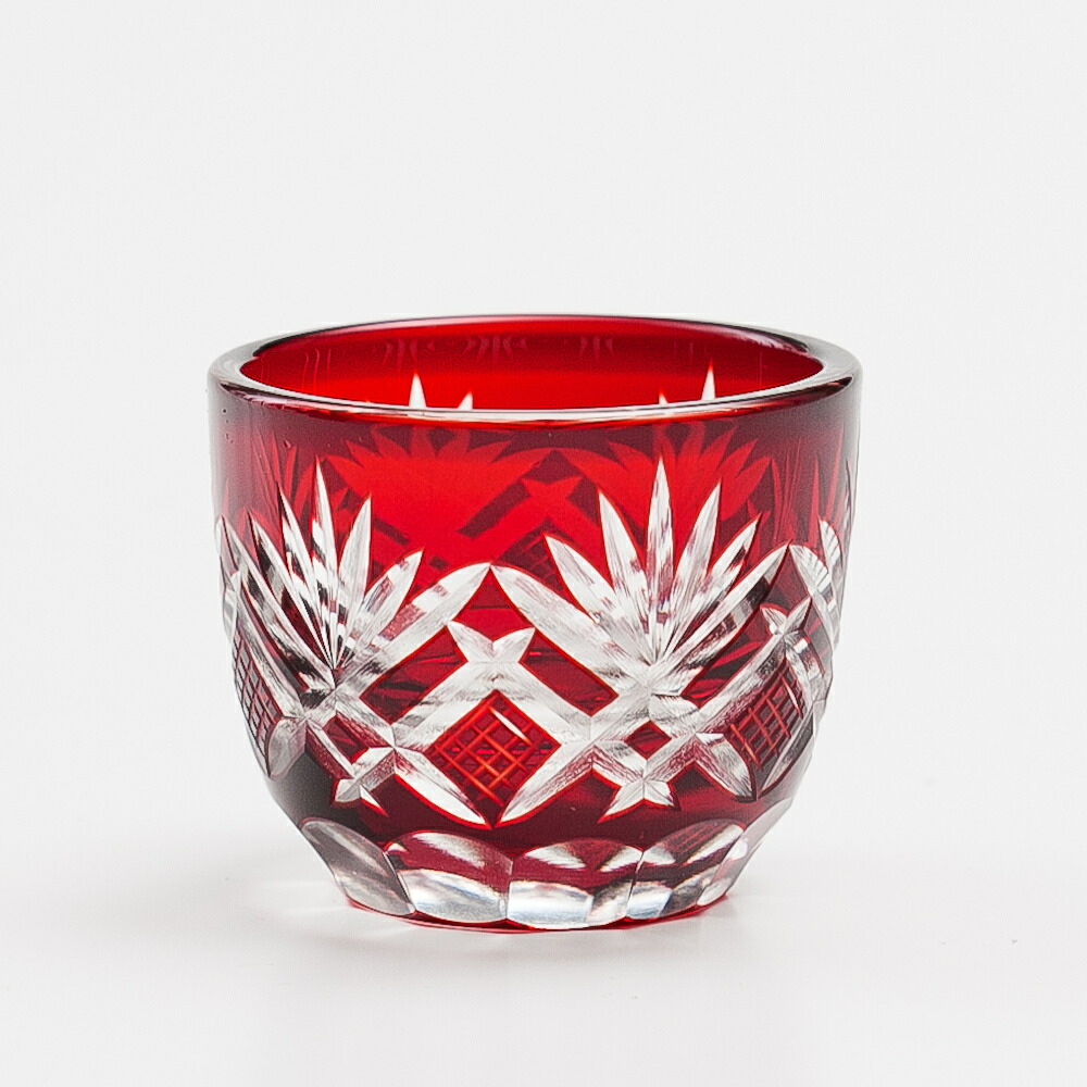切子 お猪口 おちょこ 日本酒 冷酒 お酒 ガラス 切子グラス 赤 レッド ぐい飲み おしゃれ 松剣 赤銅色 食洗機対応 酒器 コップ 100 の保証