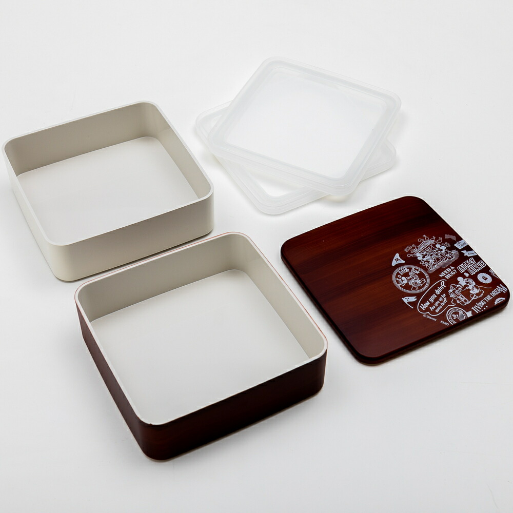 楽天市場 全品ポイント5倍 23日9 59まで Disney ミッキー Bg 5 0 2段 重箱 ダークブラウン 運動会 親子遠足 ピクニック おせち 正月 四角 うなぎ 一段 二段 子供 大型 弁当箱 ディズニー 日本製 国産 曲げわっぱと漆器 みよし漆器本舗