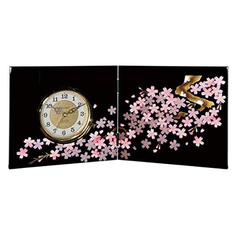 紀州塗り 木製屏風時計 黒 雅桜 おしゃれ インテリア雑貨 絵 自立 和風 和モダン 飾り 日本製 国産 送料無料 Kanal9tv Com