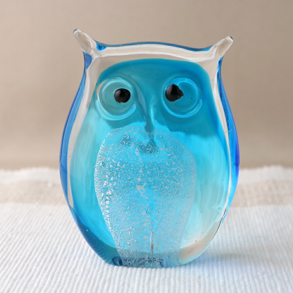 楽天市場】フクロウ ガラス 置物 インテリア雑貨 ふくろう 梟 ブルー