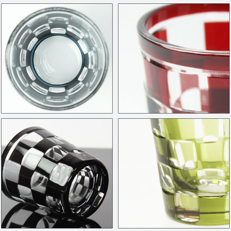 ショットグラス 切子グラス ペアセット 桐箱入り 65ml 市松模様 おしゃれ 切子 グラス ぐい呑み お猪口 おちょこ 日本酒 ウイスキー リキュール テキーラ などに ガラス 食洗機対応 送料無料 結婚祝い プレゼント ギフト 贈り物 退職祝い 誕生日 お祝い ギフトbox