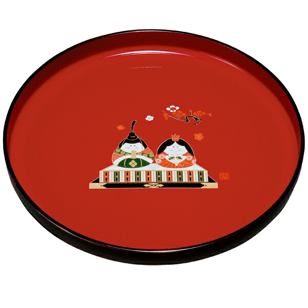 楽天市場】木製 漆器 丸盆 ひな人形 お雛様桃の節句 飾り盆 雛人形