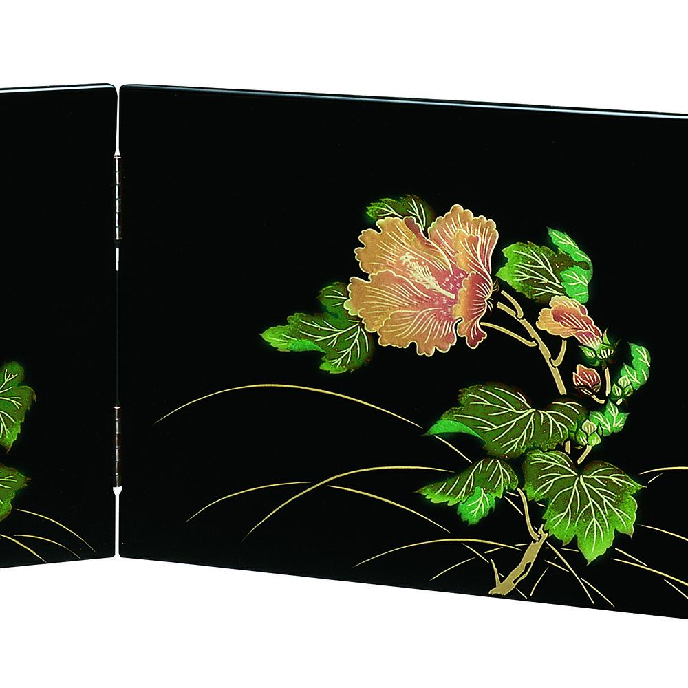 早割sale 空間を仕切る屏風はインテリアとしてお部屋を飾ります 最大500円クーポン対象11日1 59まで 紀州塗り屏風時計黒紀の花和風和室 おしゃれ木目インテリア日本製