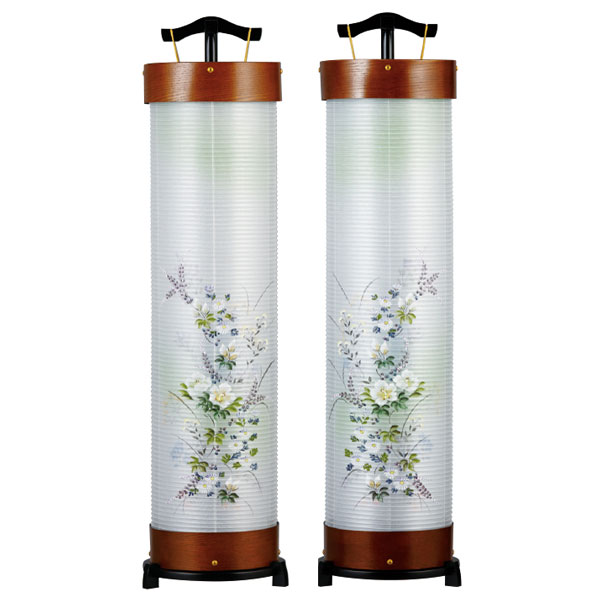 立花 ８号 ケヤキ調 対柄 対入 絹二重絵 藕萩 木製 盆提燈 岐阜提灯 岐阜ちょうちん 新型行燈 新型提燈  3945-w  【20260608】