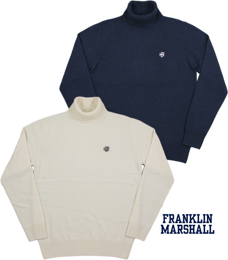 FRANKLIN＆MARSHALL/フランクリンアンドマーシャル\u003cBR\u003eHIGH NECK JUMPER\u003cBR\u003e ワンポイントロゴタイプ入り口・入口、カシミール混タートルネックティーシャツ\u003cBR\u003eSKU #KNMF342ANW18