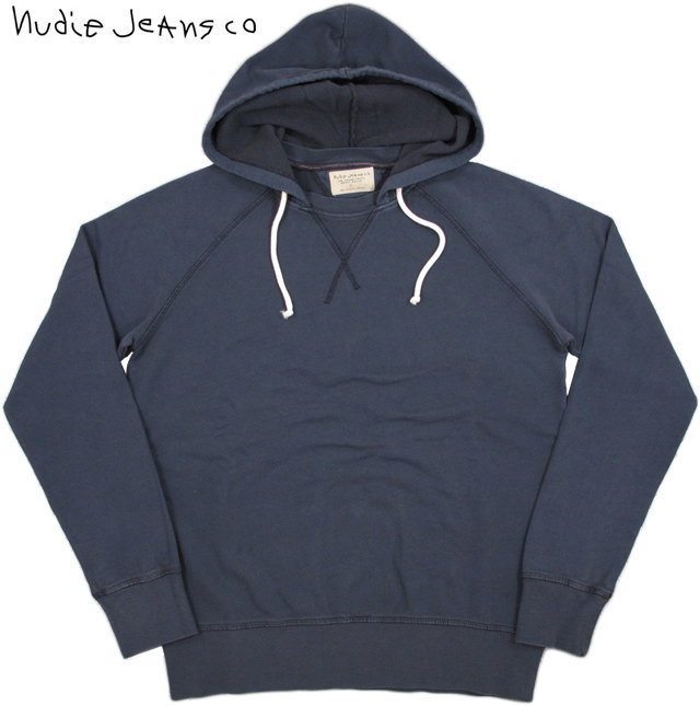 Nudie Jeans co/ヌーディージーンズ HAROLD WASHED ガゼット付きスウェットパーカ DARK BLUE(ダークブルー)