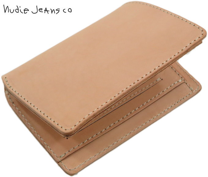 Nudie Jeans co/ヌーディージーンズ MARK WALLET SADDLE LEATHER サドルレザーウォレット/二つ折り財布 NATURAL(ナチュラル)