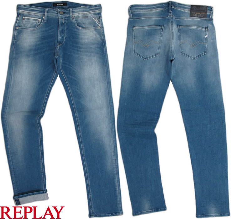 REPLAY/リプレイMA946&ldquo;RONAS&rdquo;SLIM FIT JEANS&ldquo;ロナス&rdquo;スリムフィット・ストレッチジーンズ9oz DARK BLUE POWER STRETCH DENIM｜ストリートファッションMIYOSHIYA