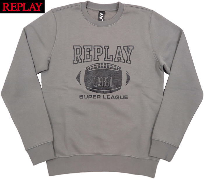 REPLAY/リプレイ M3246 REPLAY SUPER LEAGUE 1981 SWEATSHIRT スウェットシャツ/プリントトレーナー GREY(グレー)