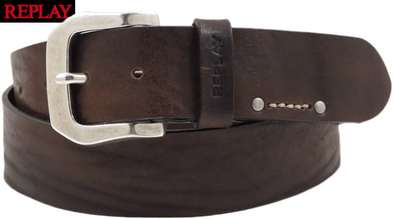 REPLAY/リプレイ AM2573 VINTAGE LEATHER REPLAY BELT ヴィンテージレザーベルト FADE TOBACCO(フェードタバコ)