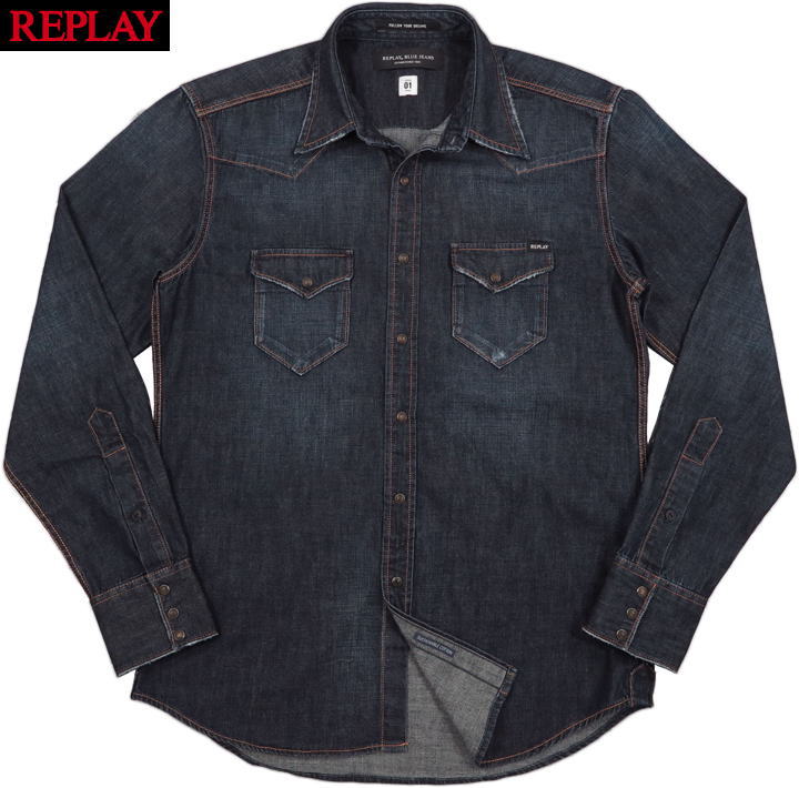 【美品】リプレイ-Replay-ウエスタンデニムシャツ サイズXS 楽天市場】リプレイ デニムシャツ 長袖シャツ ウエスタンシャツ