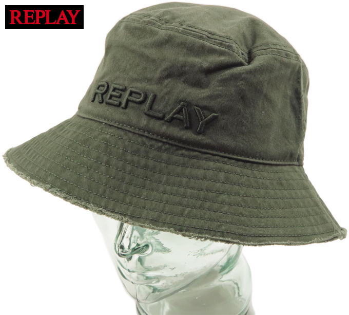 REPLAY/リプレイ AM4313 REPLAY HAT 刺繍ロゴ入り、ハット DK GREEN(ダークグリーン)